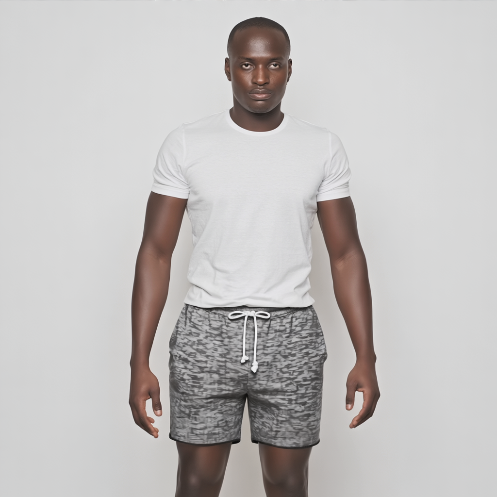 Athletic Marled Black Navy Terry Drawstring Lounge Short