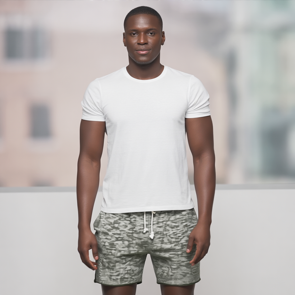 Athletic Olive Heather Navy Terry Drawstring Lounge Short