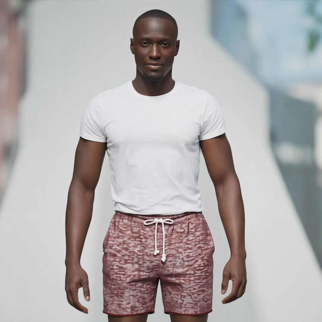 Athletic Marled Burgundy Navy Terry Drawstring Lounge Short
