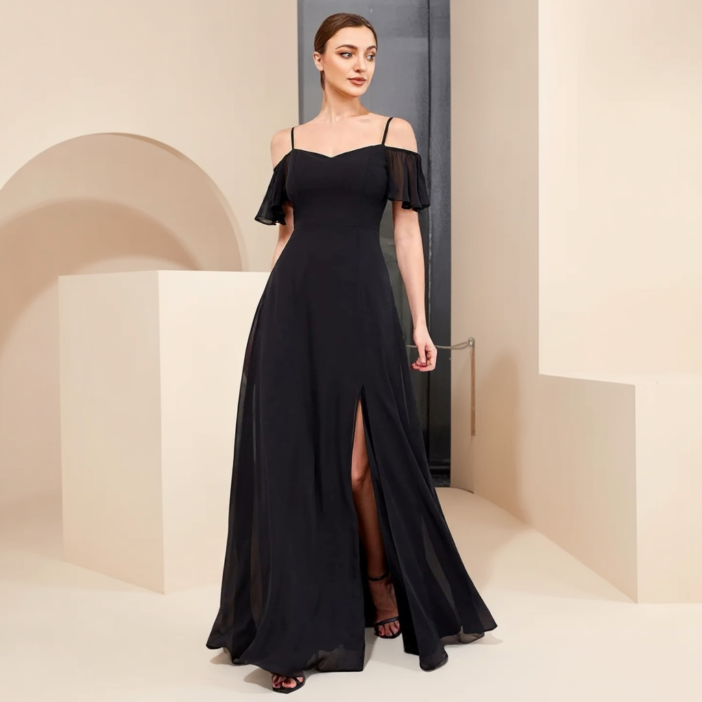 Vynelle Classic A-Line Bridesmaid Gown with Split Detail