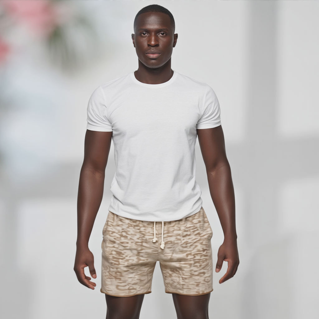 Athletic Khaki Heather Navy Terry Drawstring Lounge Short