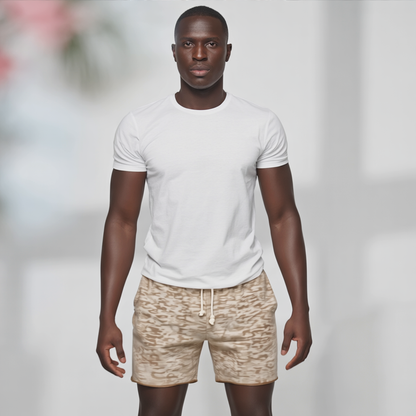 Athletic Khaki Heather Navy Terry Drawstring Lounge Short
