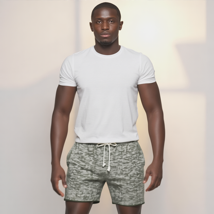 Athletic Olive Heather Navy Terry Drawstring Lounge Short